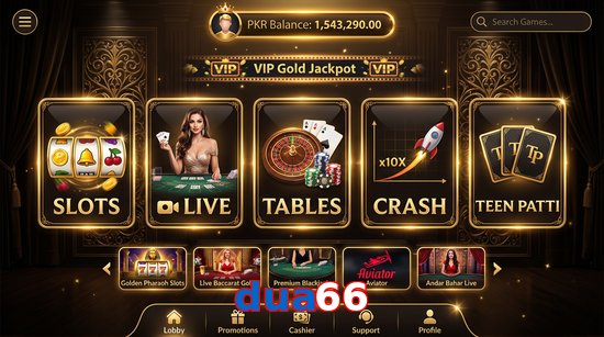 Main screen of Dua66 casino page for PK players